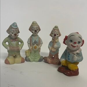 Vintage Ceramic Clown Figurine Set